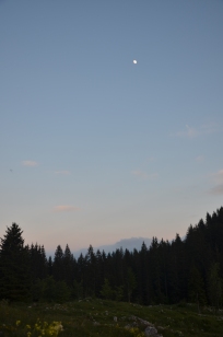 The Moon Around Sunset from a Planina